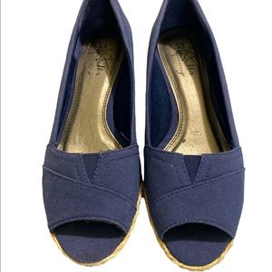 Life Stride Blue Espadrilles Slip On Wedge Shoes Women’s